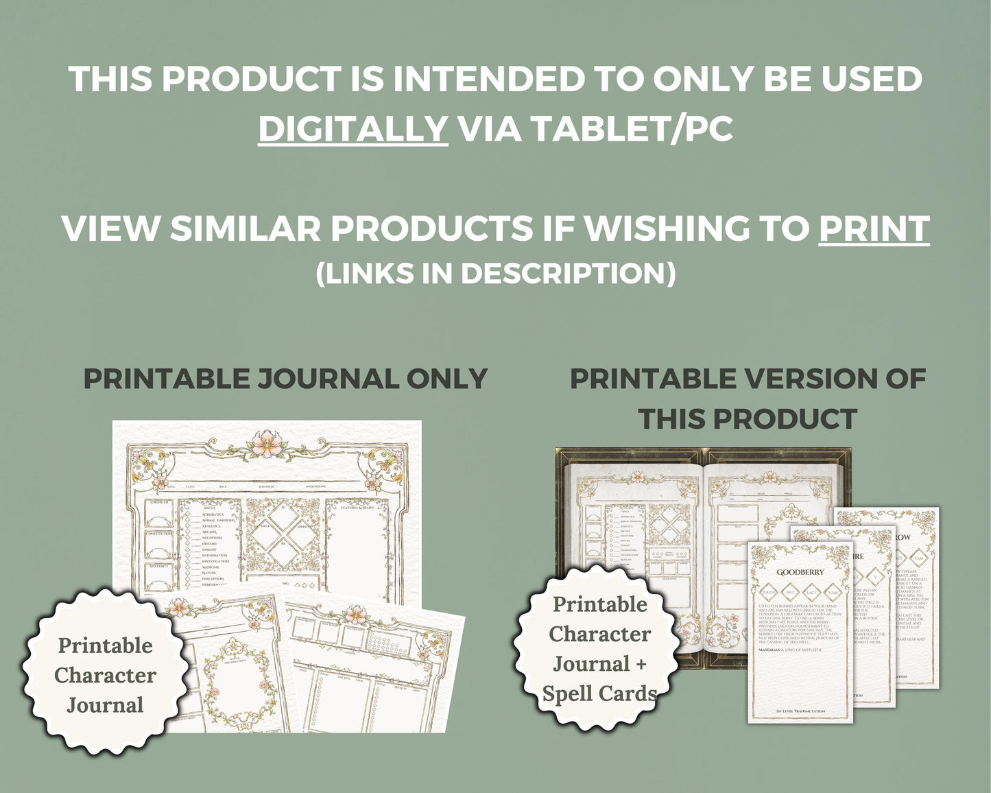 Promotional graphic for digital journal explaining it's for digital use only