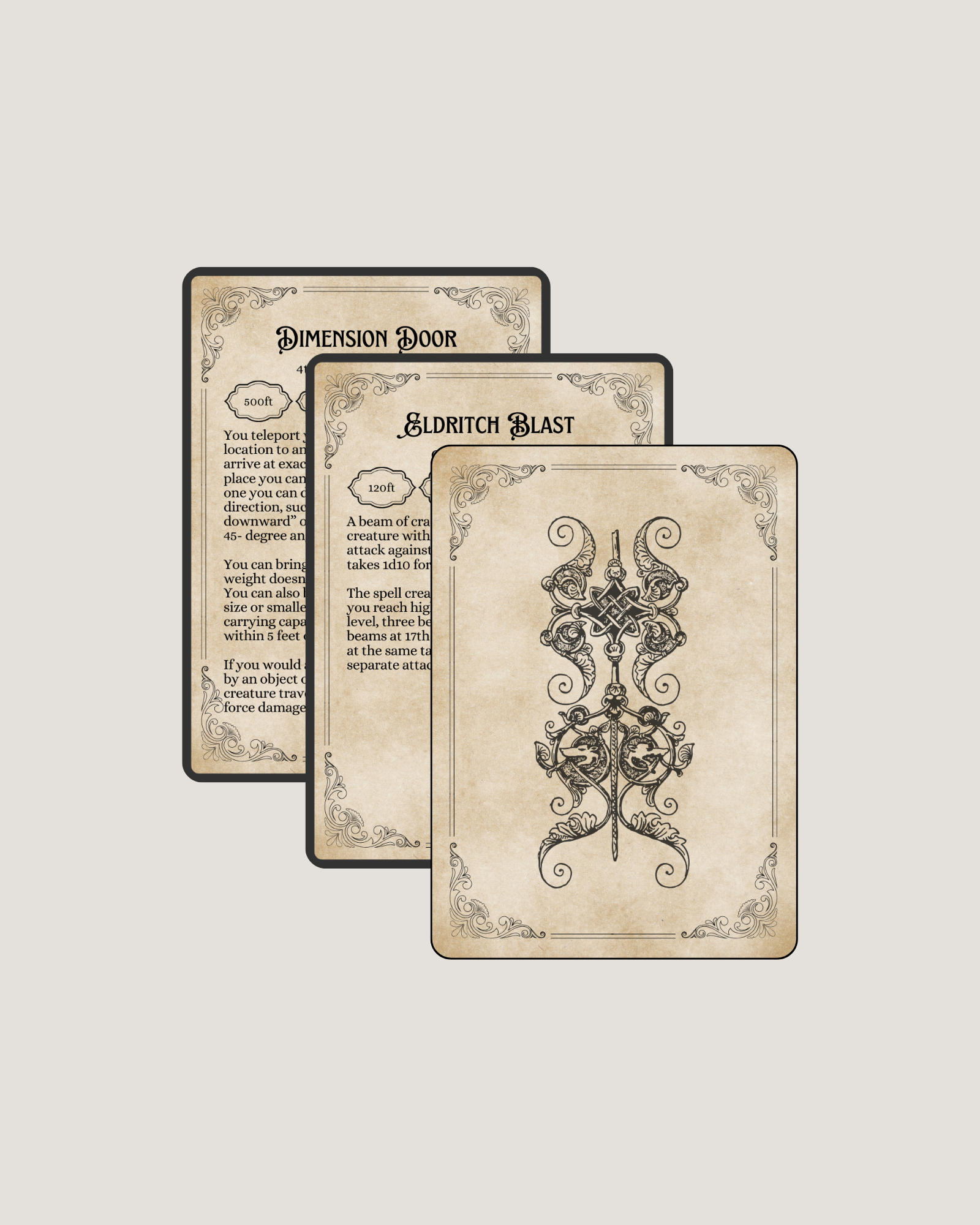 Gothic D&D Spell Cards – Printable