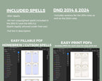 SRD spell information and printer information 