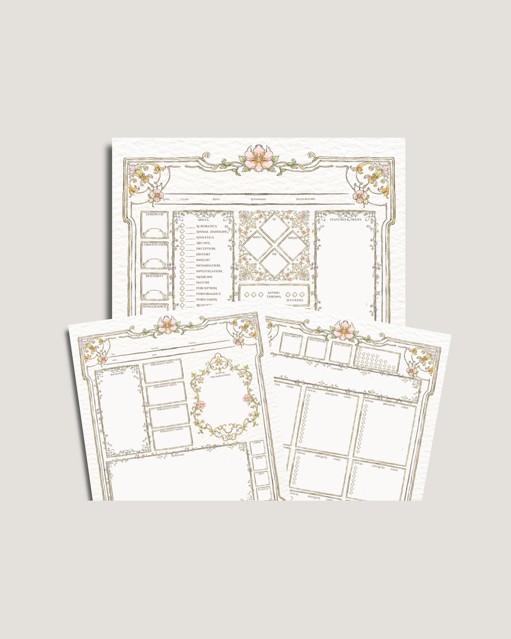 Floral D&D Character Journal - Printable