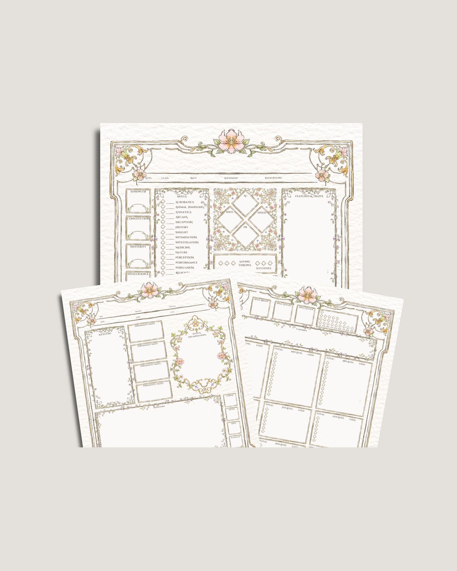 Floral D&D Character Journal - Printable