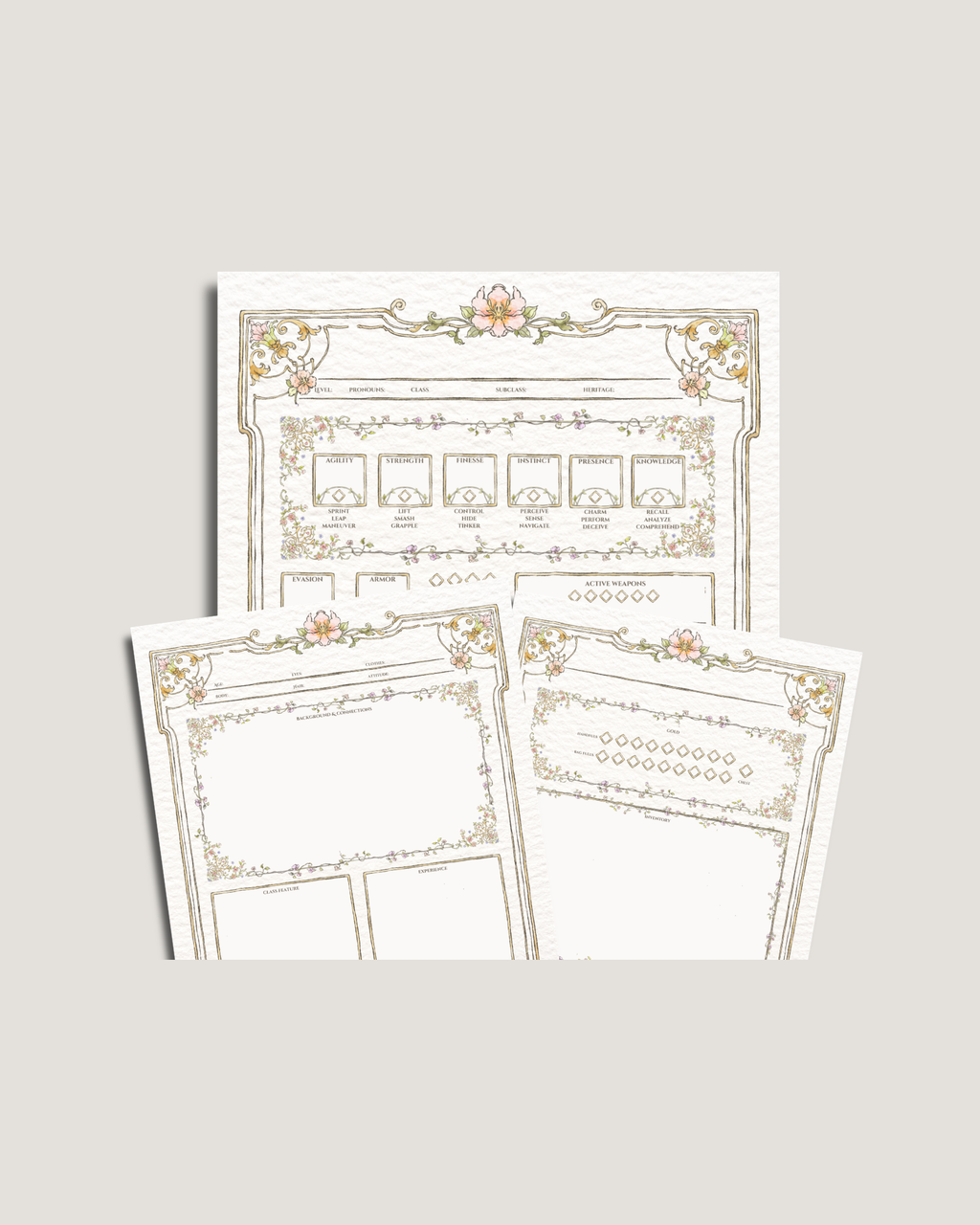 Floral Daggerheart Character Sheet – Printable