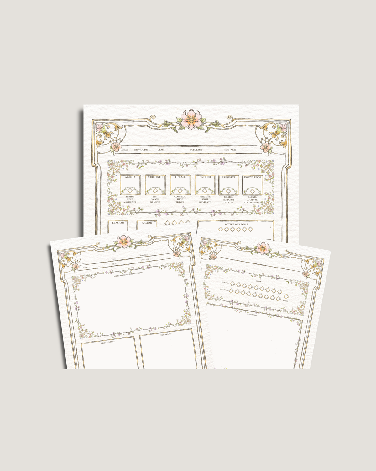 Floral Daggerheart Character Sheet – Printable