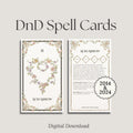 Floral dnd spell cards with labels '2014&2024' and 'digital download'
