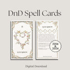 Floral dnd spell cards with labels '2014&2024' and 'digital download'