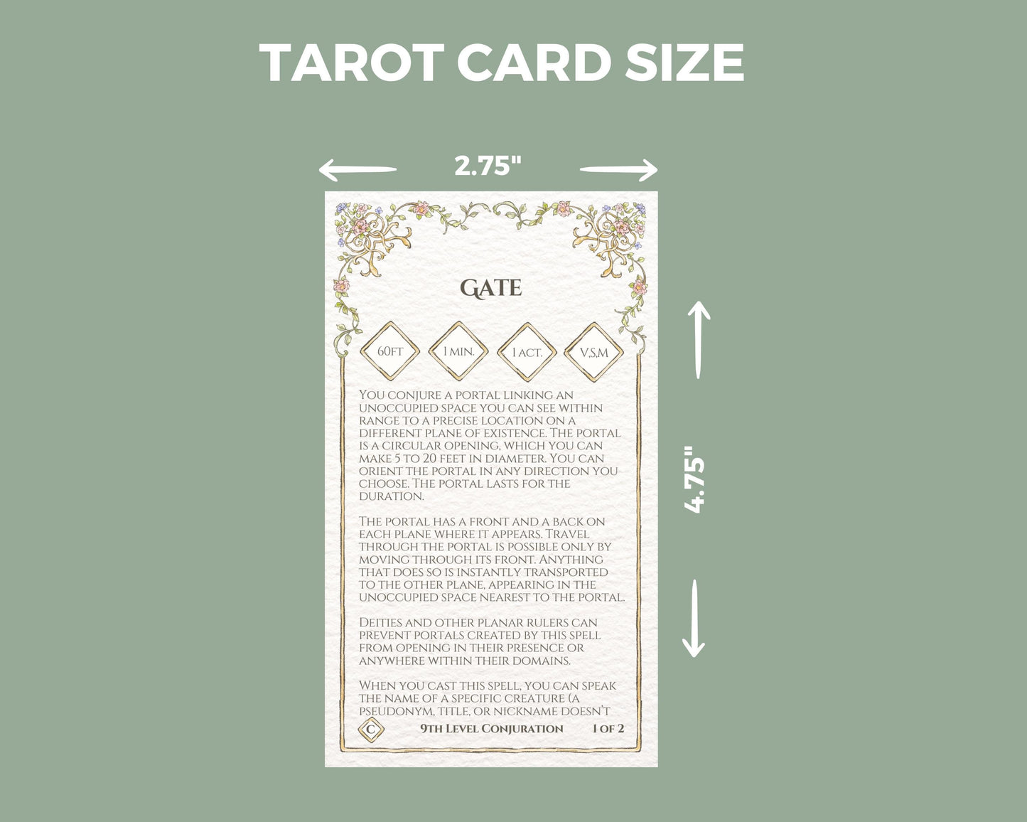 Dimensions of dnd spell cards 2.75x4.75"