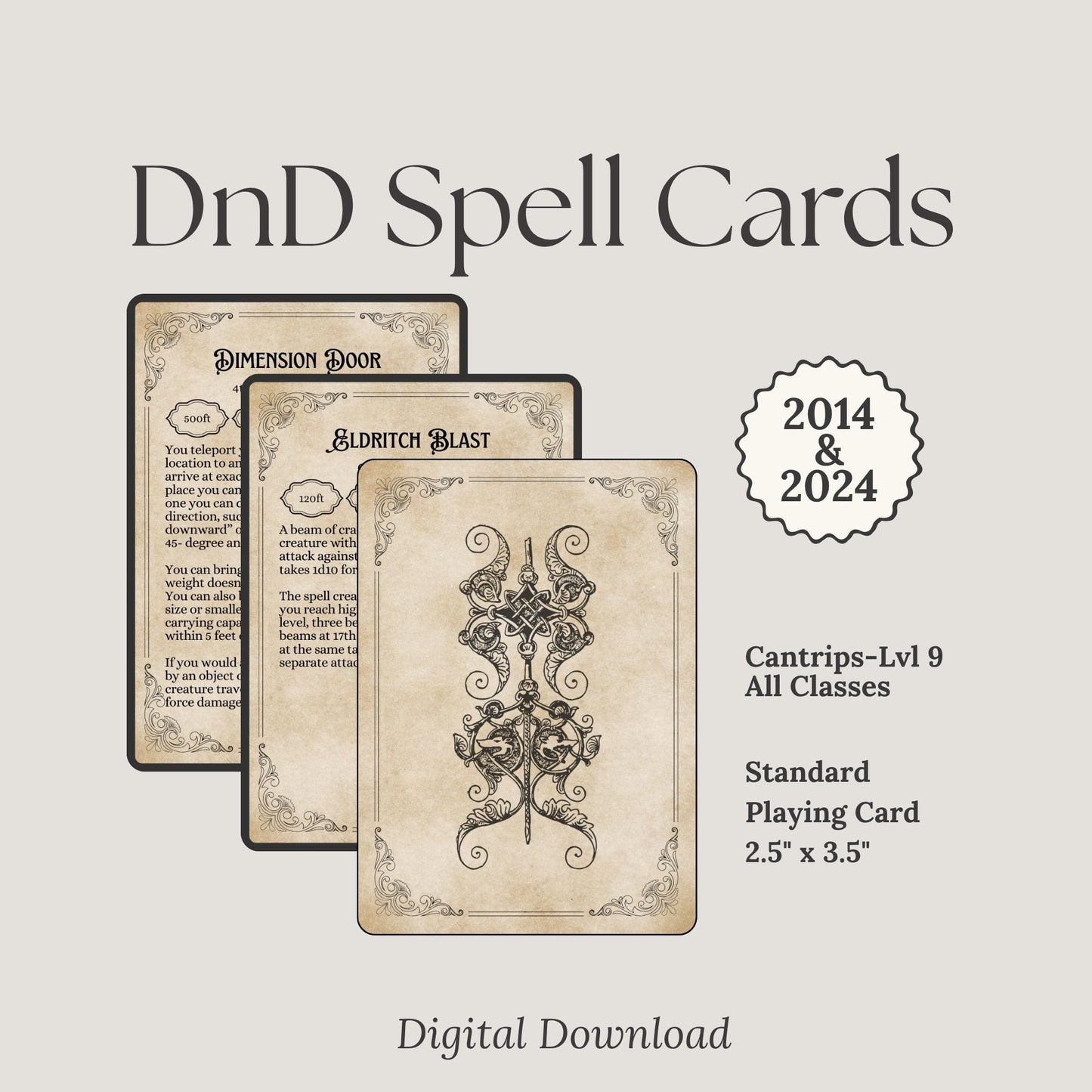2014&2024 Dnd Spell cards Digital Download