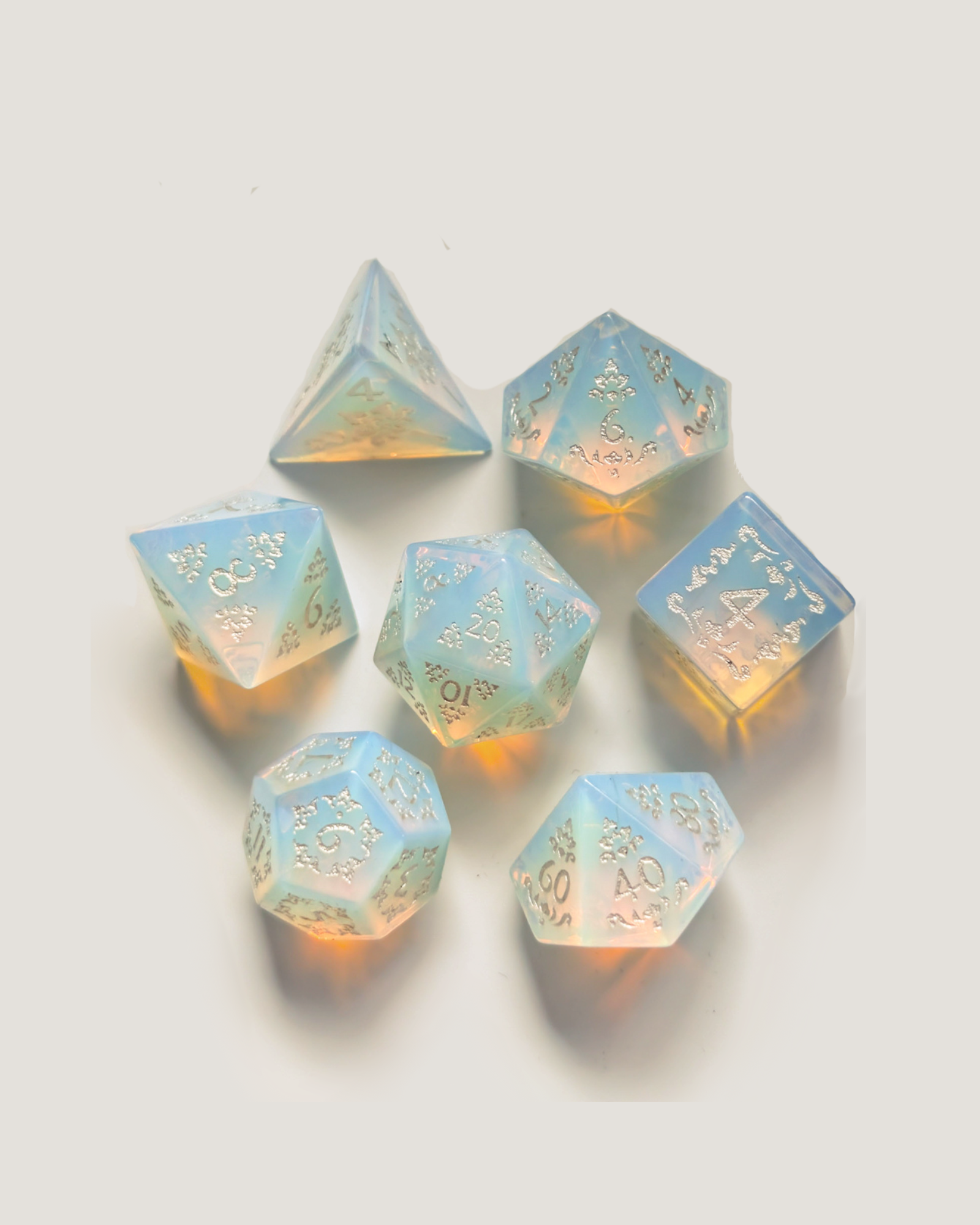 The Moonveil Set – Opalite D&D Dice Set