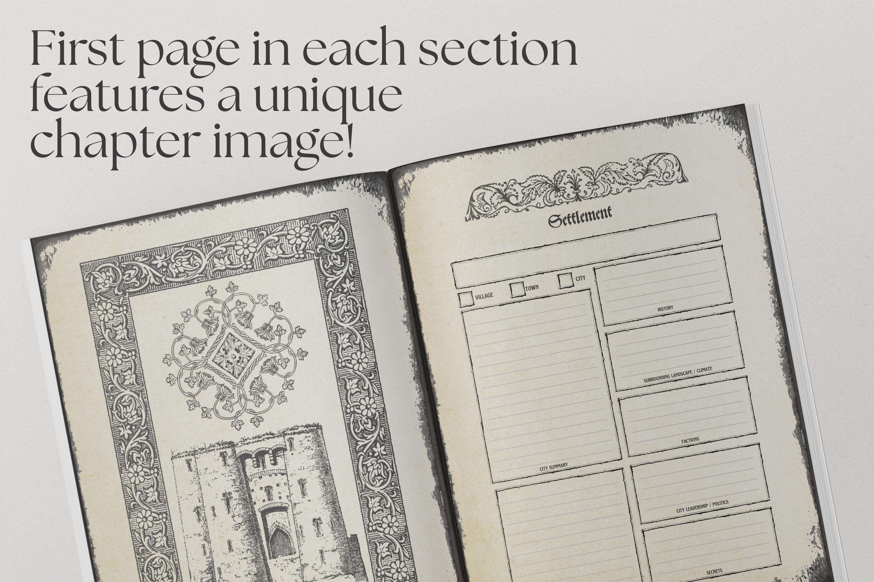 D&D open book preview showing a settlement page