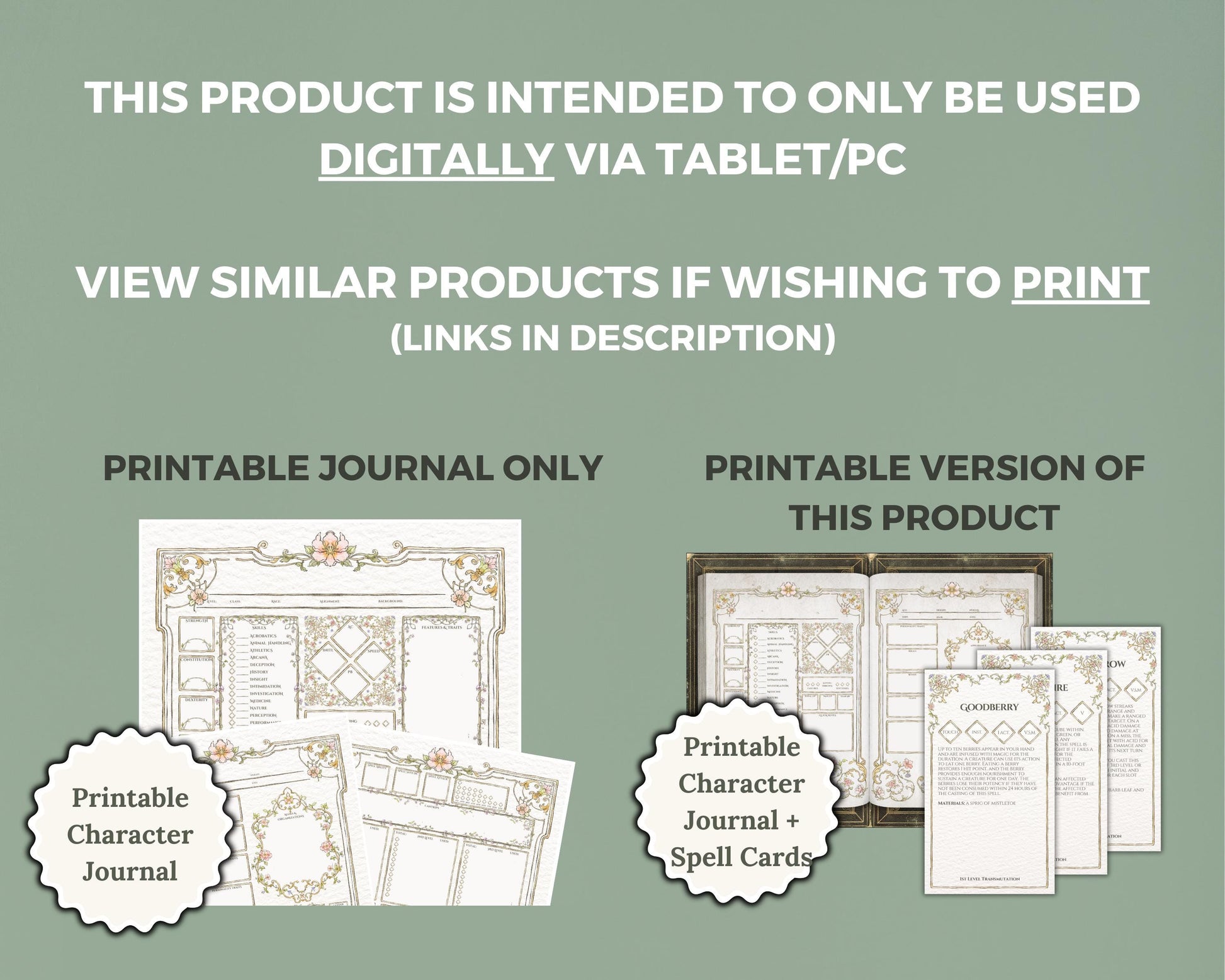 Promotional graphic for digital journal explaining it's for digital use only
