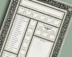 Zoomed in view of DnD Character Sheet with medieval ornate border