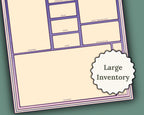Large inventory label with purple border and beige center