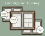 Preview of dnd character sheet inventory pages with various labels