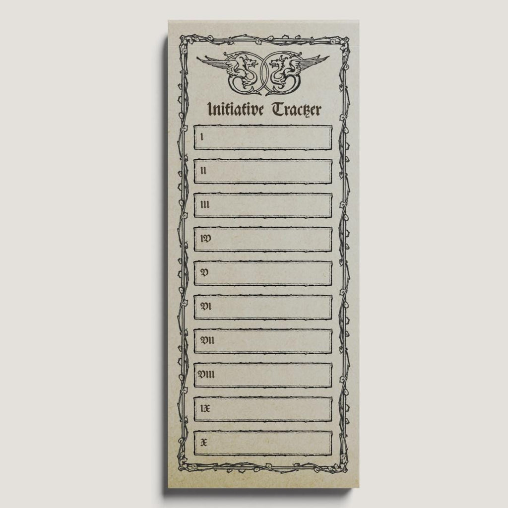 DnD Initiative tracker with Roman numeral labels on a beige background