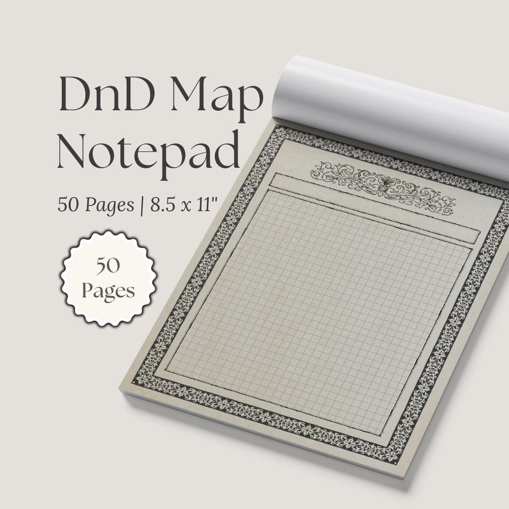 DnD Map Notepad with grid design '50 pages' '8.5x11'