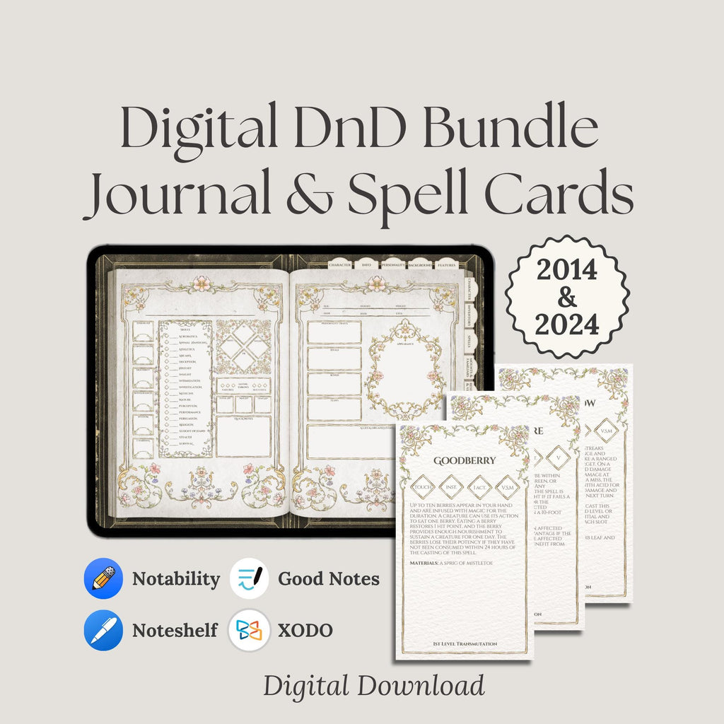 2014&2024 Digital character journal and spell cards promotional image 
