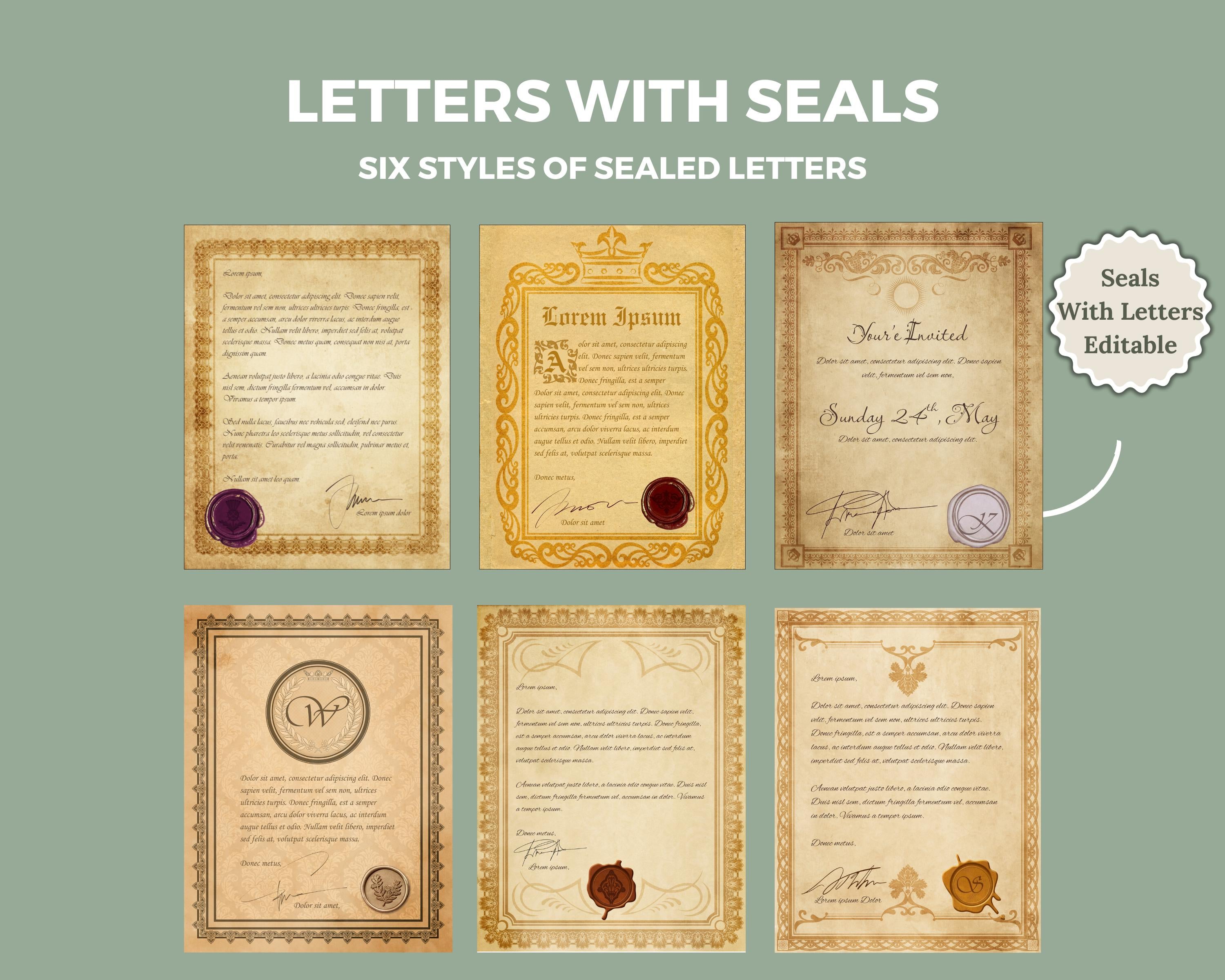 Six styles of sealed letters 