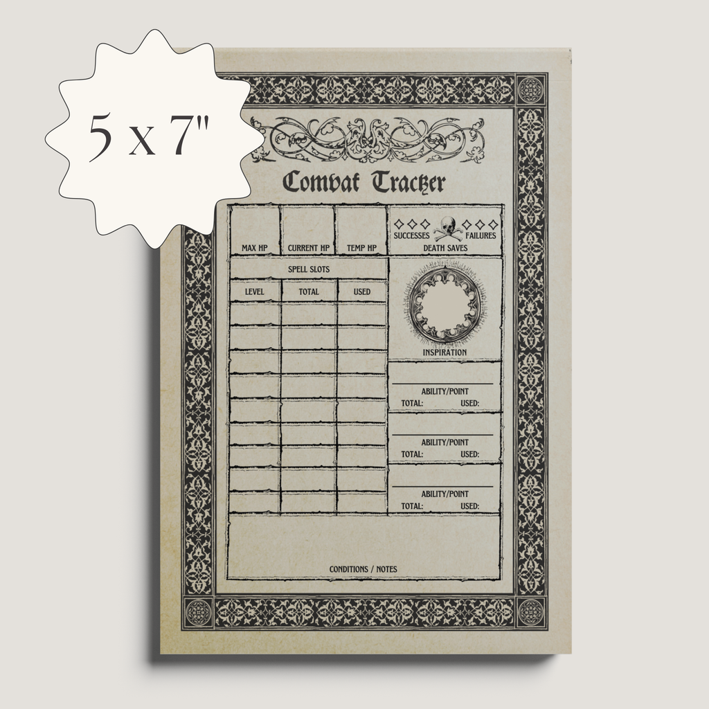 Gothic D&D Combat Tracker Notepad