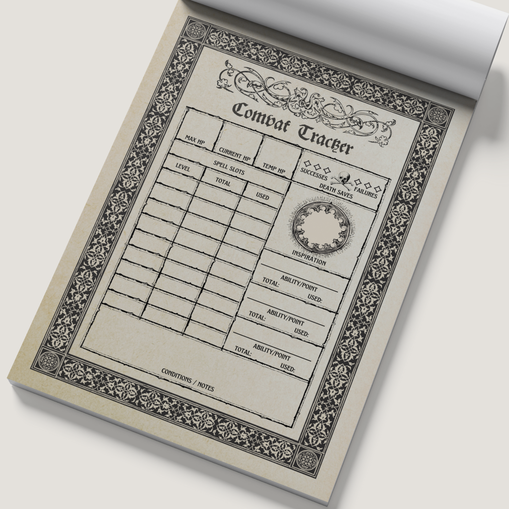 Gothic D&D Combat Tracker Notepad