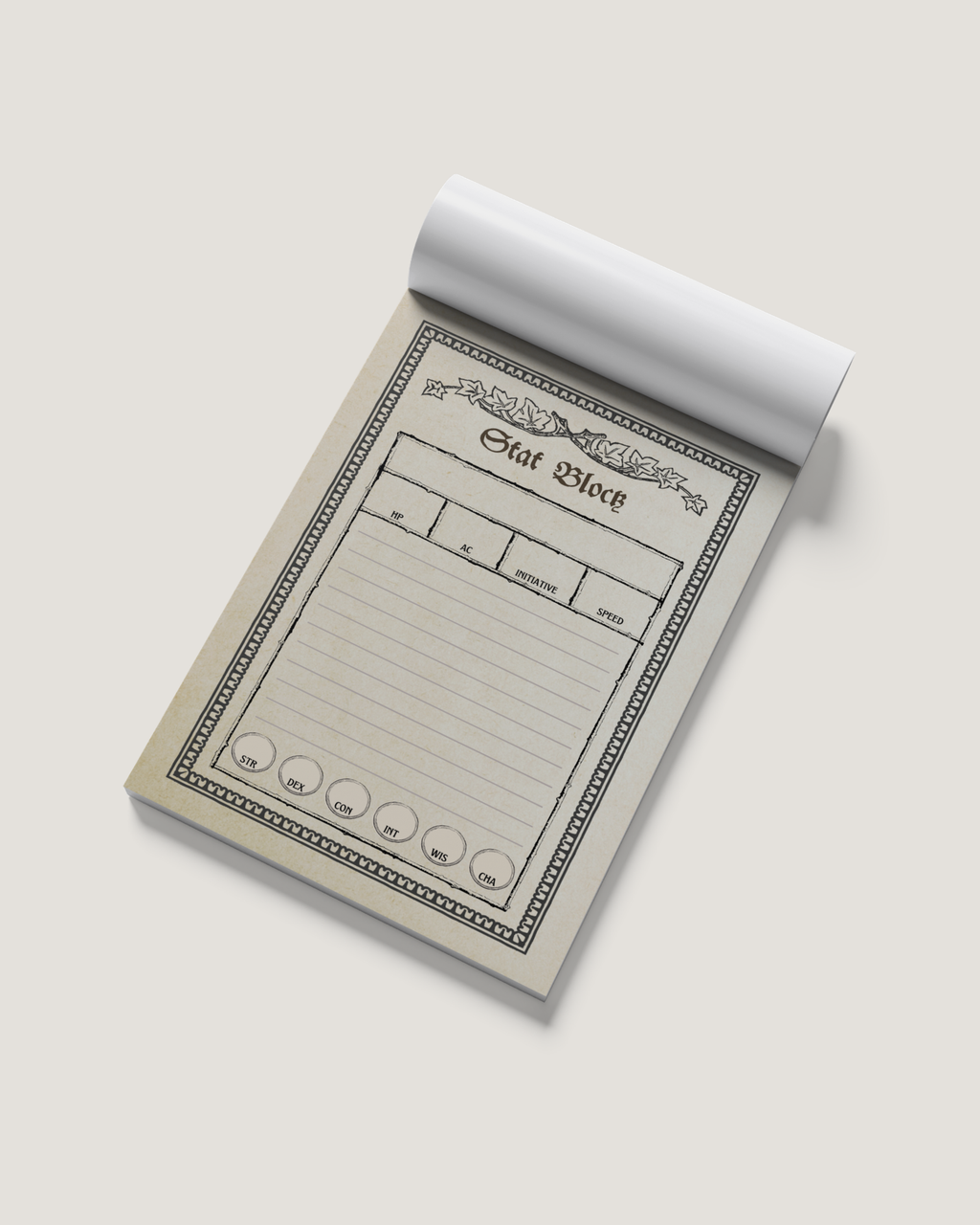 Gothic D&D Stat Block Notepad