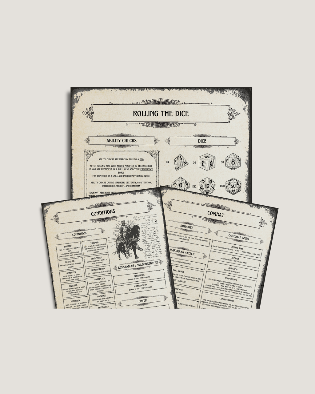Gothic D&D Cheat Sheet – Printable