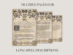Decorative spell pages with intricate designs 