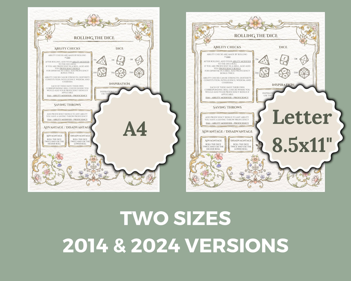 Size variations for dnd beginner guide - A4 & US Letter