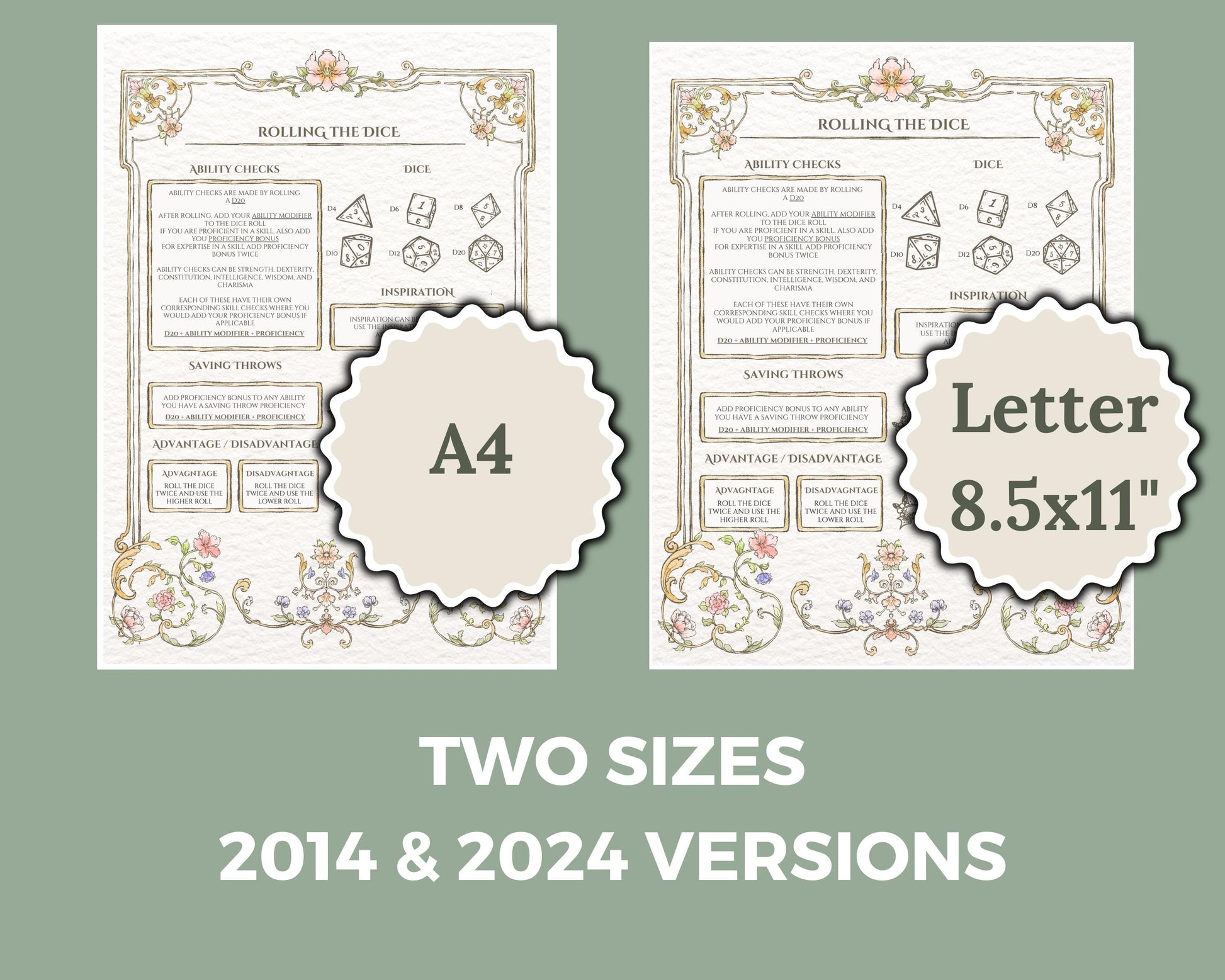 Size variations for dnd beginner guide - A4 & US Letter