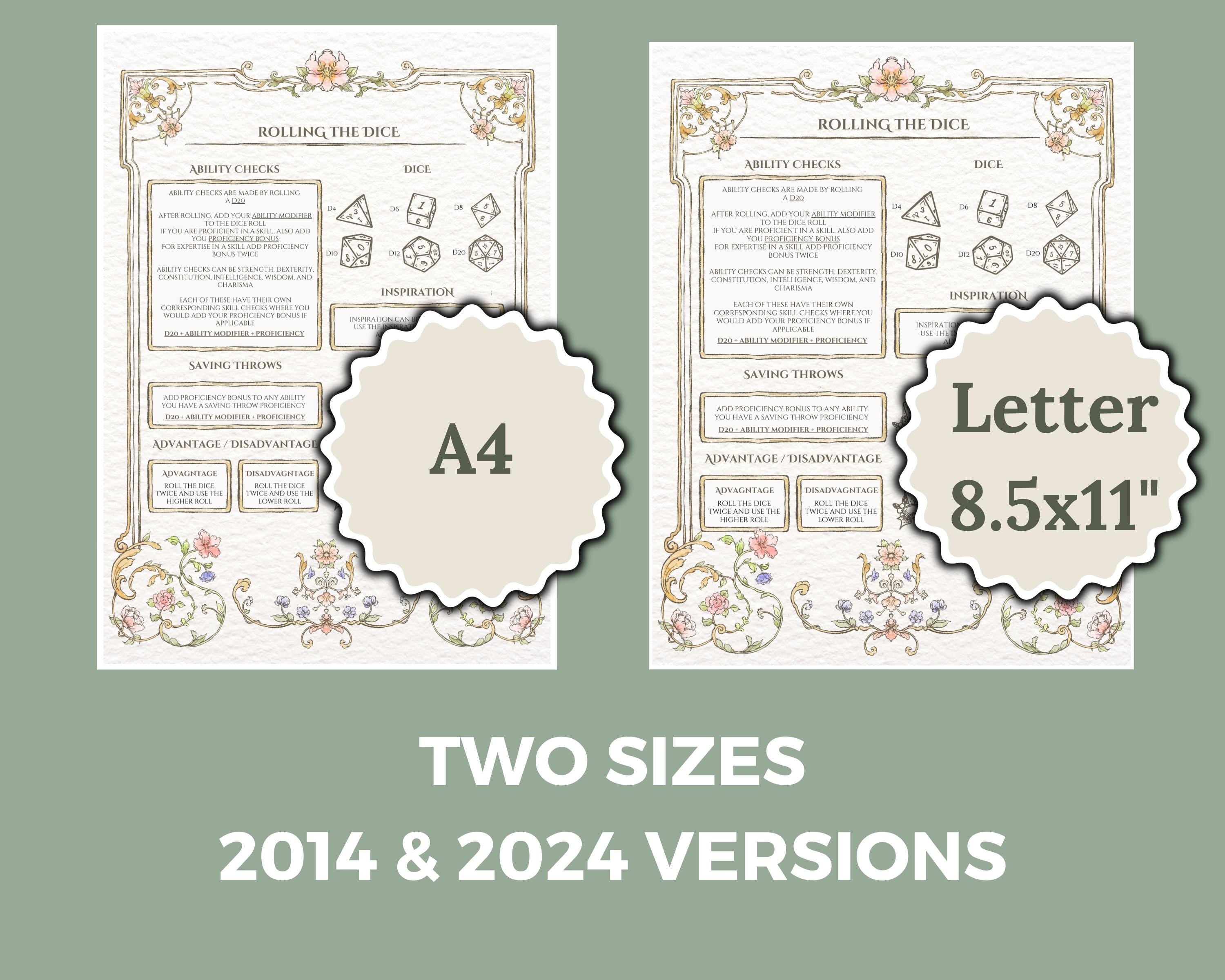 Size variations for dnd beginner guide - A4 & US Letter