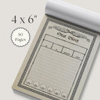DnD notepad with pre-printed stat block template on a white background