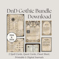 2014&2024 DnD Gothic Bundle Download with spell cards, quest cards, cheat sheet, and journals 