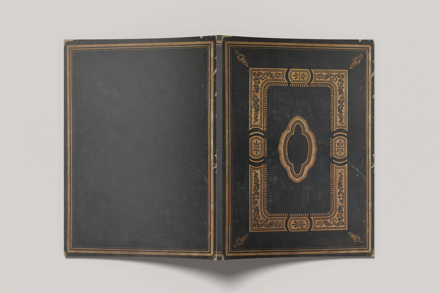 Decorative black book with gold border design 