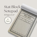 DnD Stat Block Notepad 4x6" 50 pages