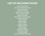 List of included pages for a dnd character journal