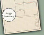 DnD Inventory sheet with text 'Large Inventory' on a textured background