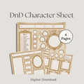 Digital download for 4 page Victorian dnd character sheet