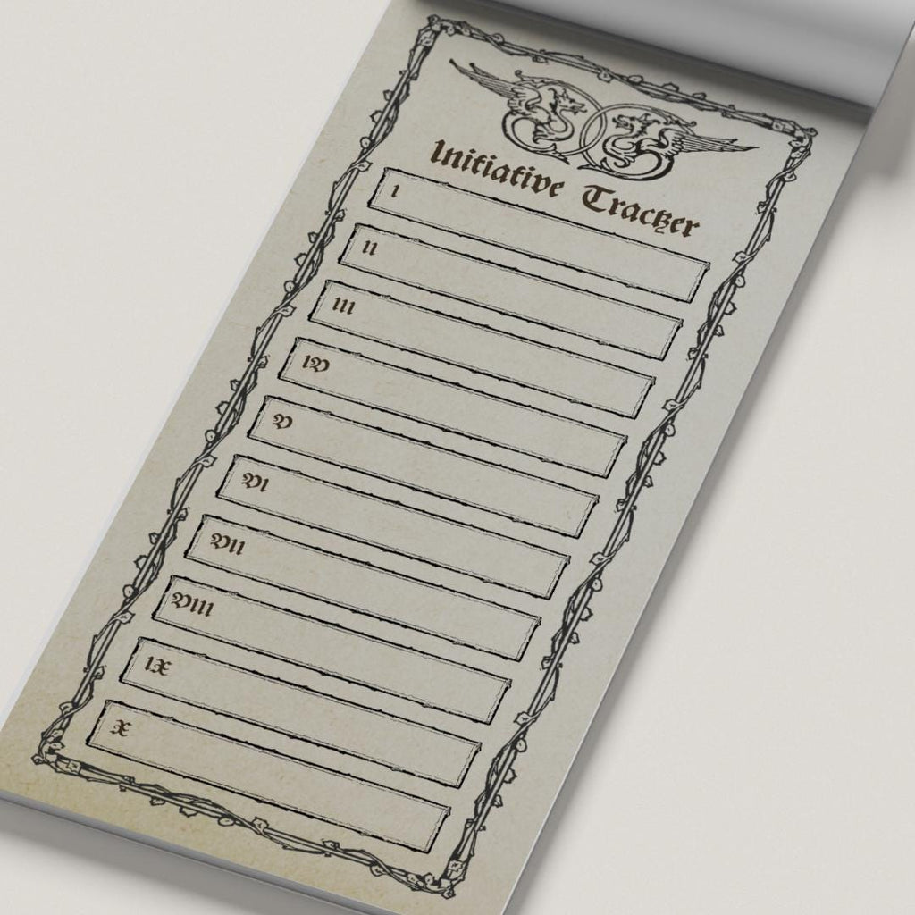Initiative tracker with decorative border on a light background