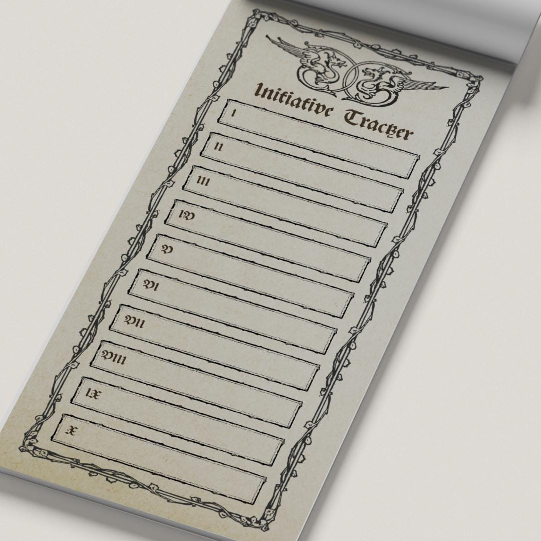 Initiative tracker with decorative border on a light background