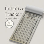 dnd Initiative Tracker notepad with decorative border '50 pages' 3.5x8.5"