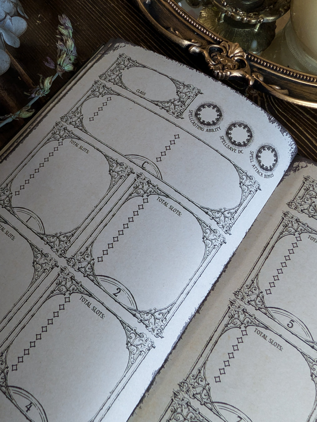 D&D journal showing spellcasting and spell tracking pages