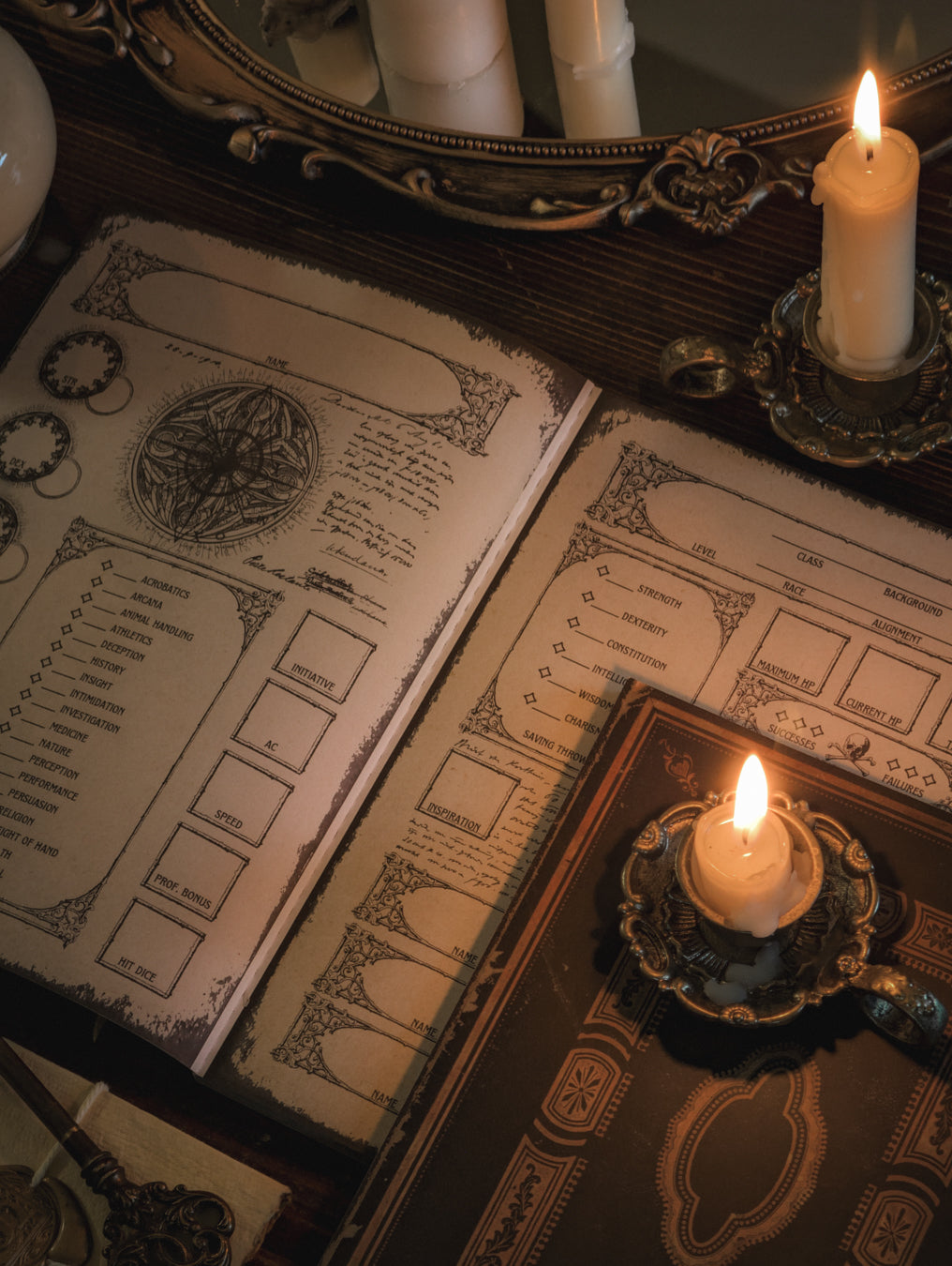 D&D journal session notes for tracking quests, locations, NPCs, and campaign events